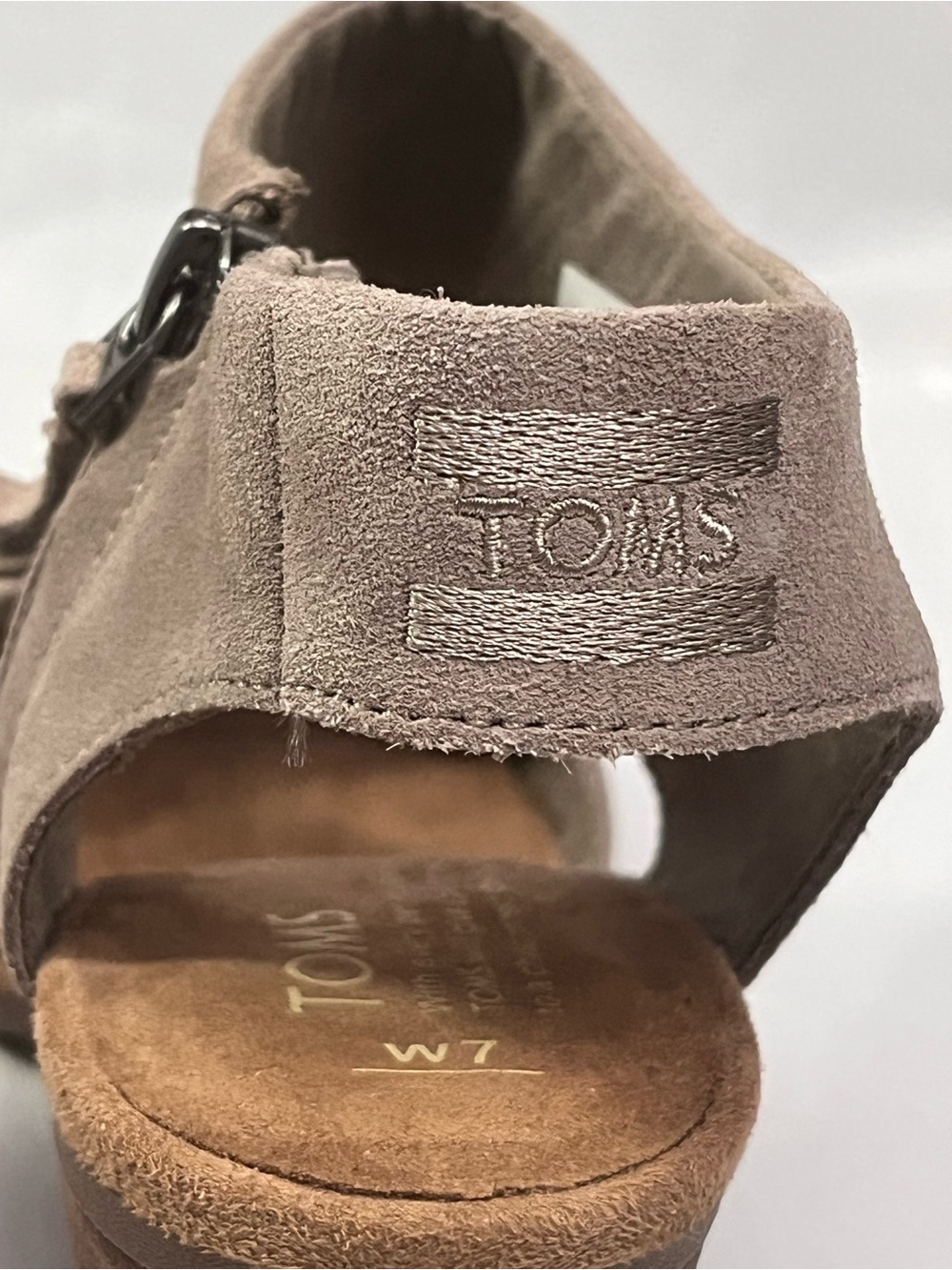 Toms Majorca Women’s Taupe Suede Block Heel Sandals - Picture 6 of 7